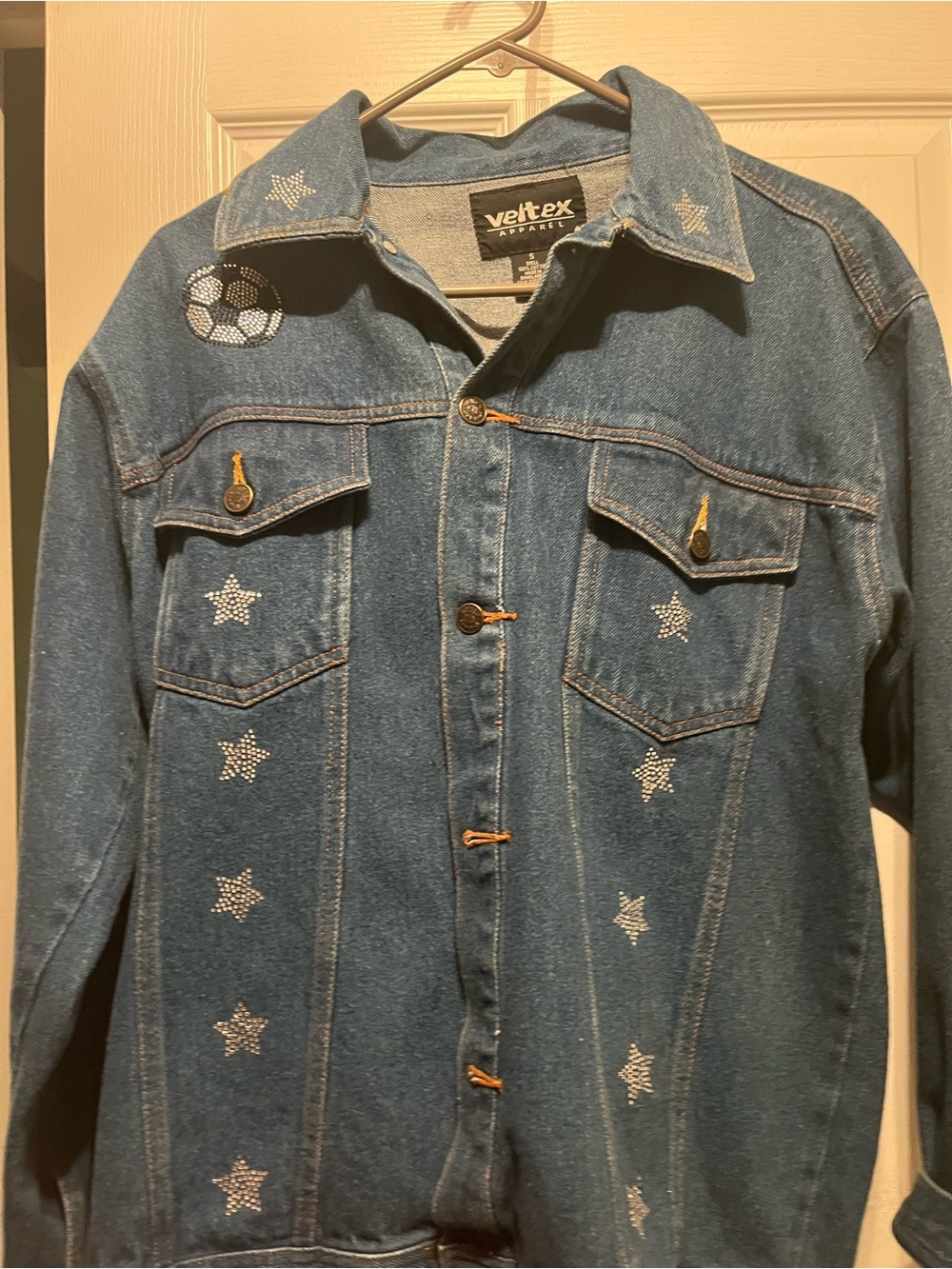 Women's Blue Denim Jacket with Star Stud Embellishments “Soccer Mom” special